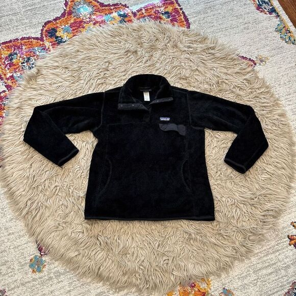 Patagonia re tool black fleece pullover sweater size medium - Picture 2 of 6